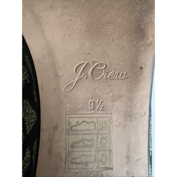 J. Crew Metallic Leopard animal Smoking Slippers Loafers Flat Size 9.5 Shoes - Picture 5 of 8